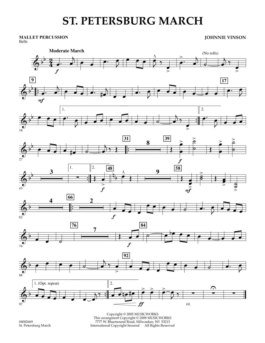 St. Petersburg March - Mallet Percussion Concert Band scores gallery preview page 1