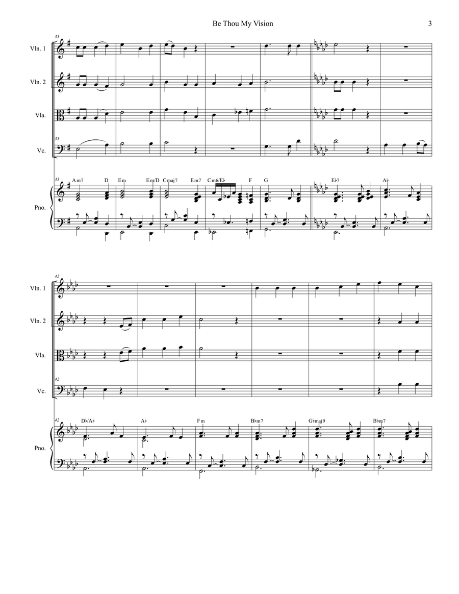 Be Thou My Vision (String Quartet and Piano) String Quartet scores gallery preview page 3