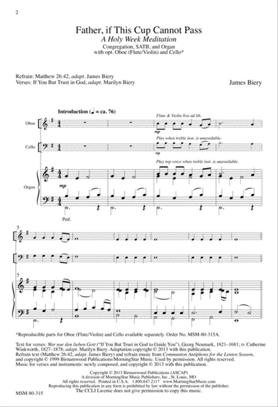 Father, if This Cup Cannot Pass: A Holy Week Meditation (Downloadable Choral Score)