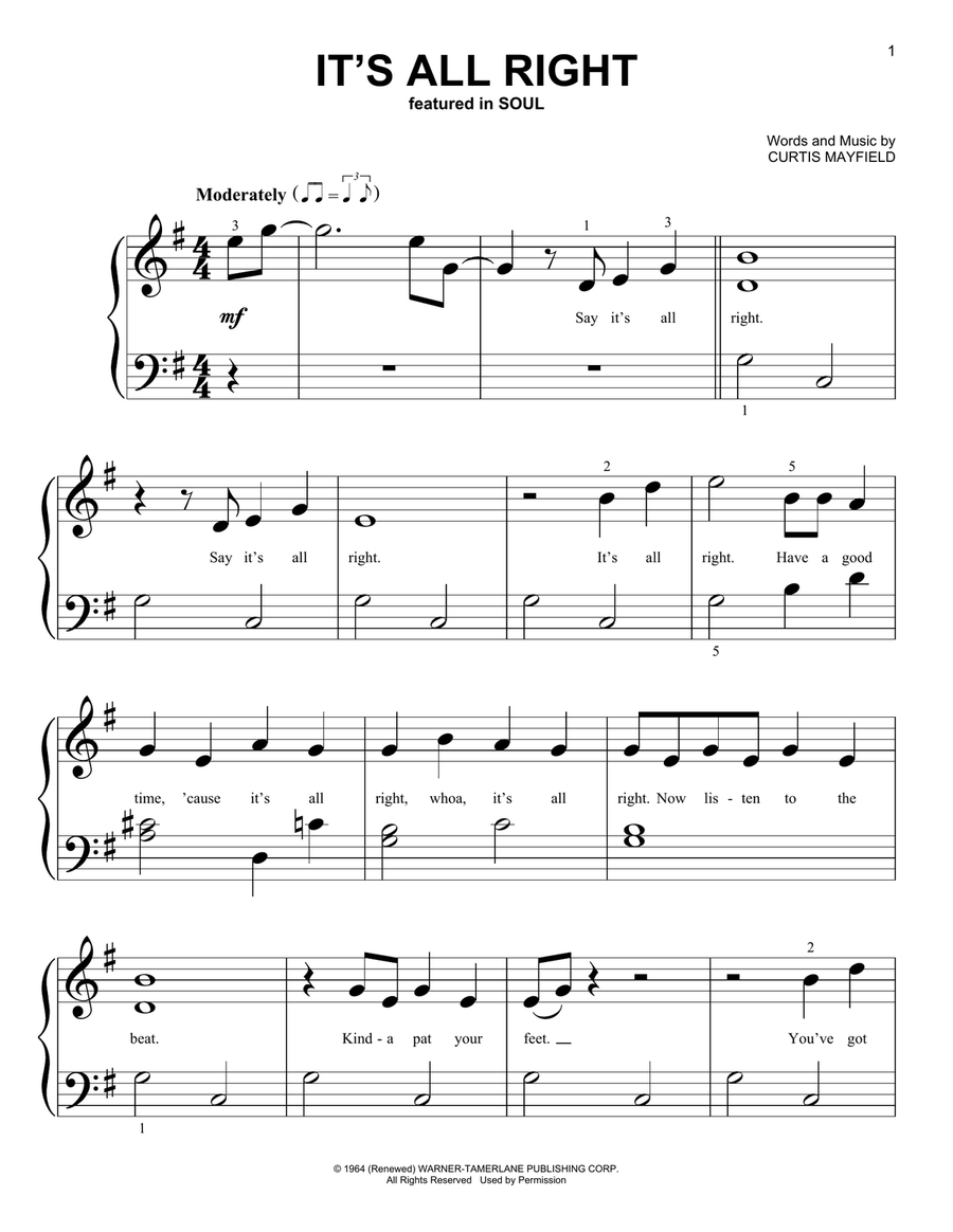 It's All Right (from Soul) Easy Piano scores gallery preview page 1