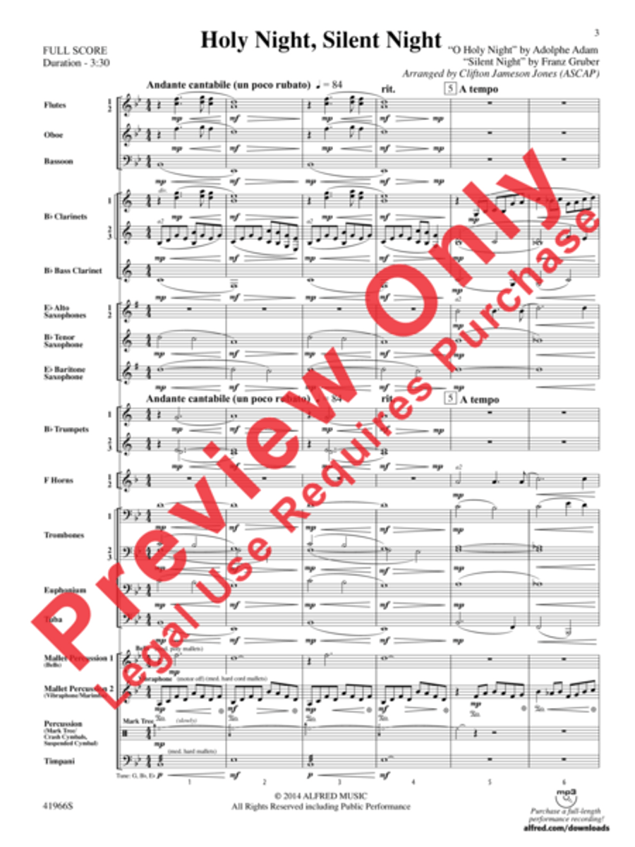 Holy Night, Silent Night Concert Band scores gallery preview page 3