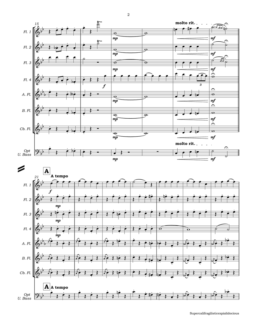 Supercalifragilisticexpialidocious from Walt Disney's MARY POPPINS Flute Choir scores gallery preview page 5