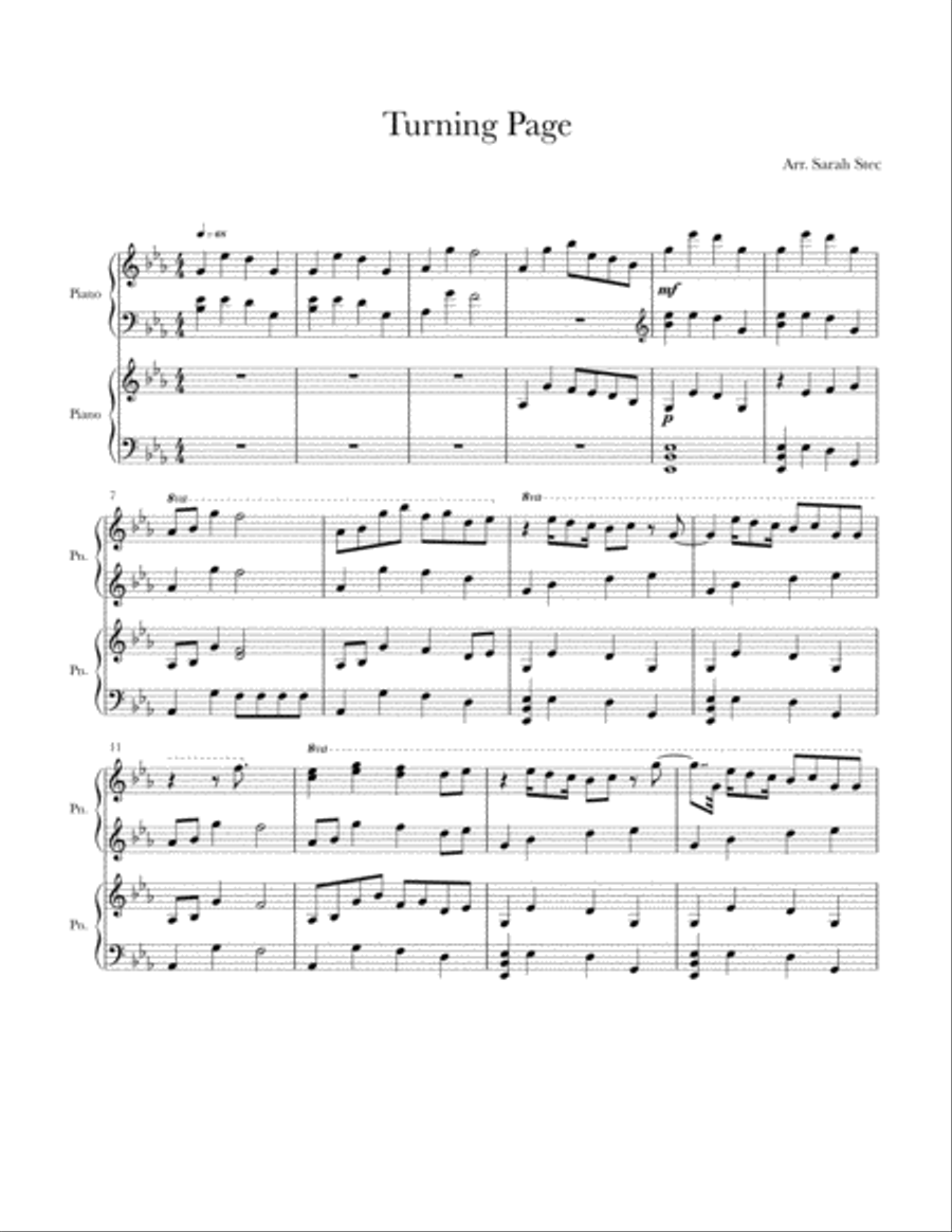 Turning Page Piano scores gallery preview page 1