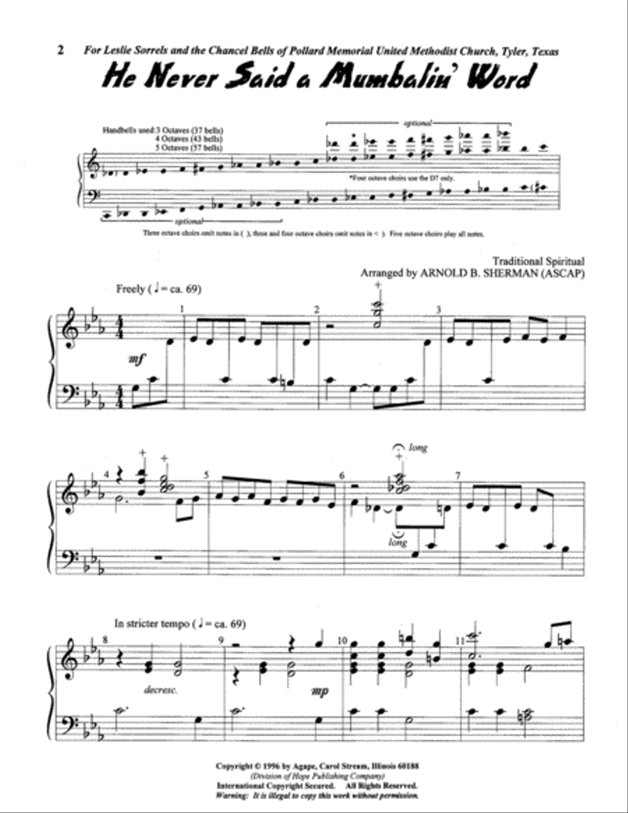 He Never Said a Mumbalin' Word 5-Octaves scores gallery preview page 2