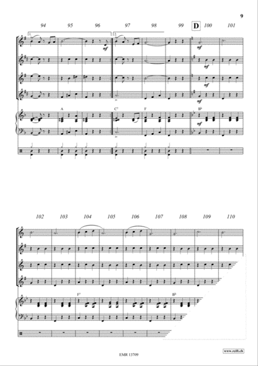 Rosen Aus Dem Suden Saxophone Quartet scores gallery preview page 9