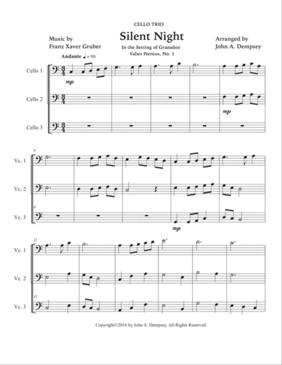 Silent Night (Cello Trio) Cello scores gallery preview page 5