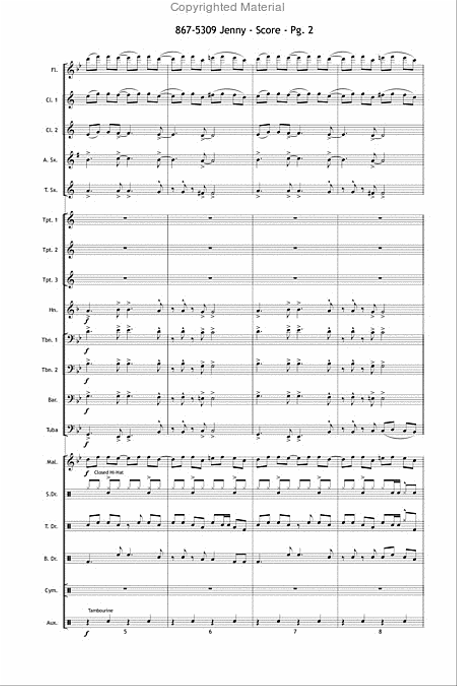 867-5309 Jenny 867-5309 Jenny Marching Band scores gallery preview page 3