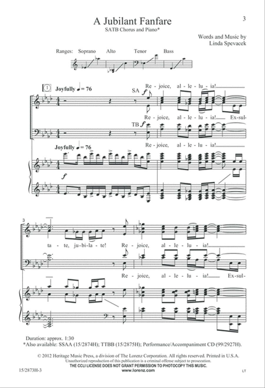 A Jubilant Fanfare 4-Part scores gallery preview page 3