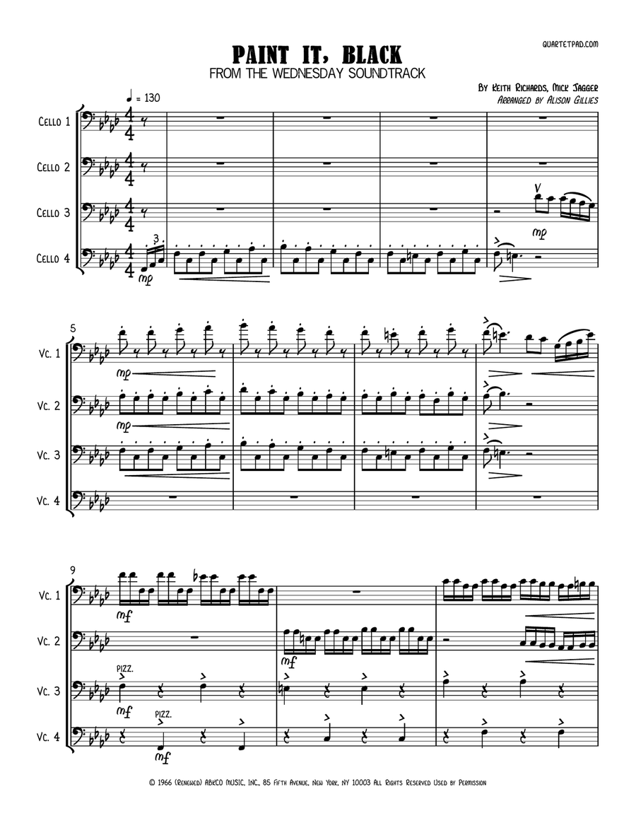 Paint It, Black Cello scores gallery preview page 1