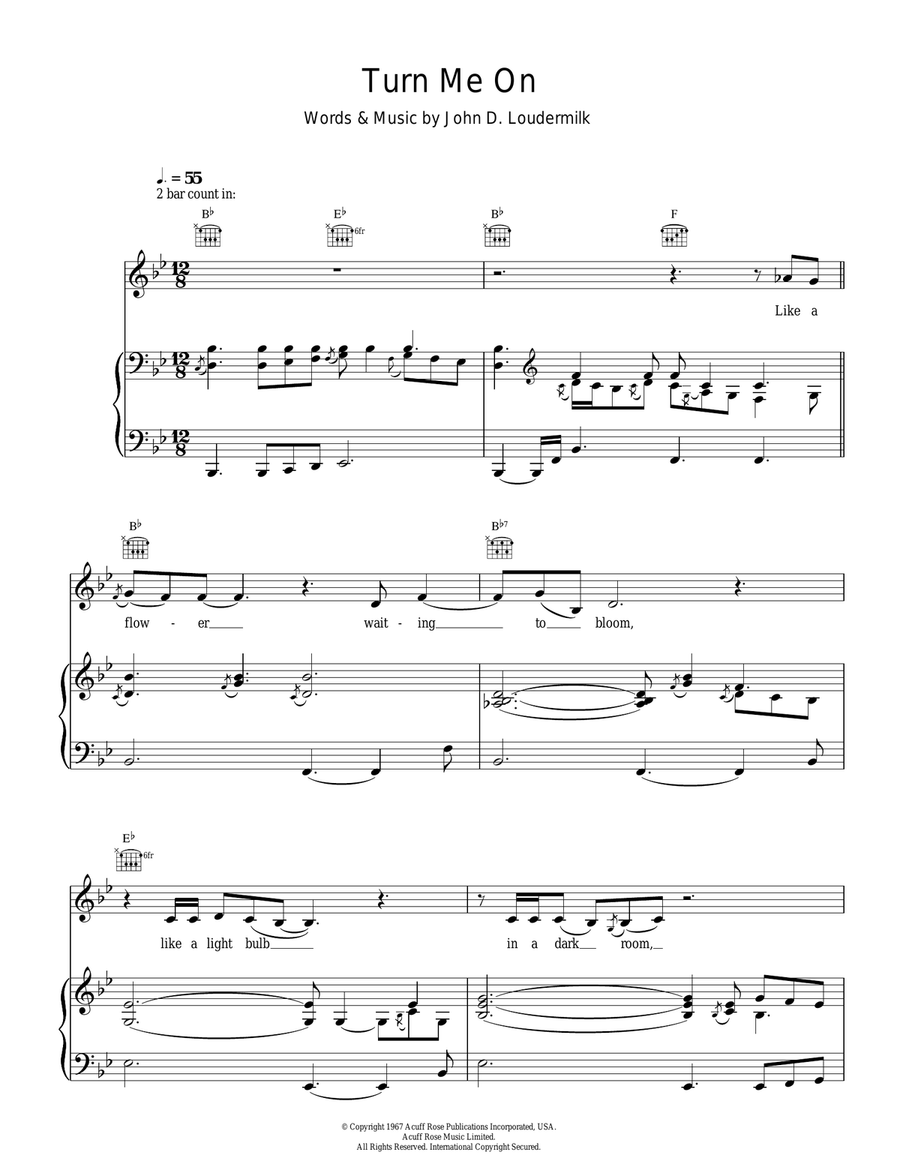 Turn Me On Acoustic Guitar scores gallery preview page 1