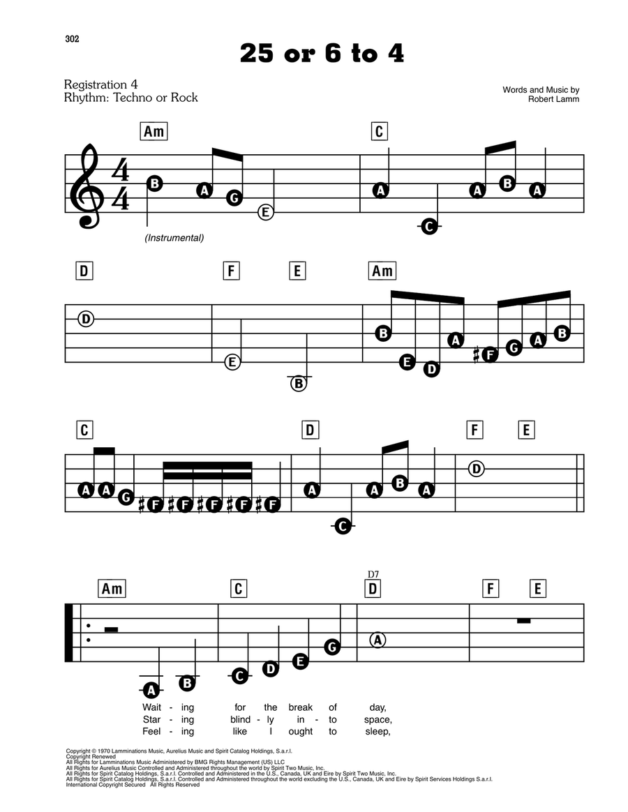 25 Or 6 To 4 Electronic Keyboard scores gallery preview page 1