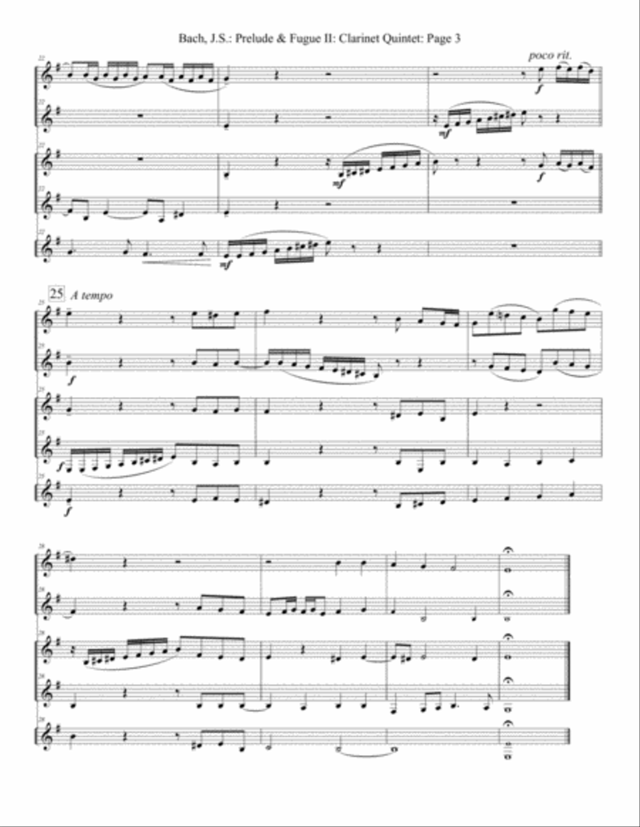 Prelude and Fugue II (Clarinet) Woodwind Quintet scores gallery preview page 4