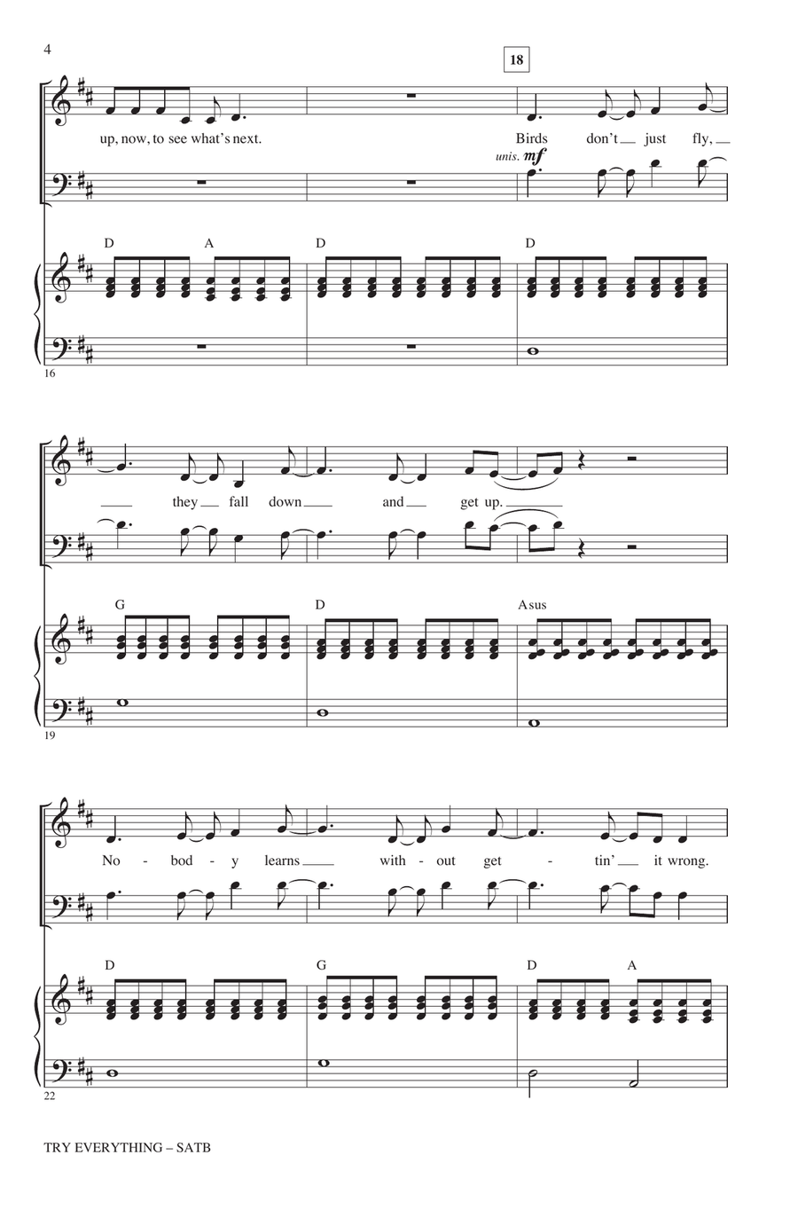 Try Everything (from Zootopia) (arr. Alan Billingsley) 4-Part scores gallery preview page 3