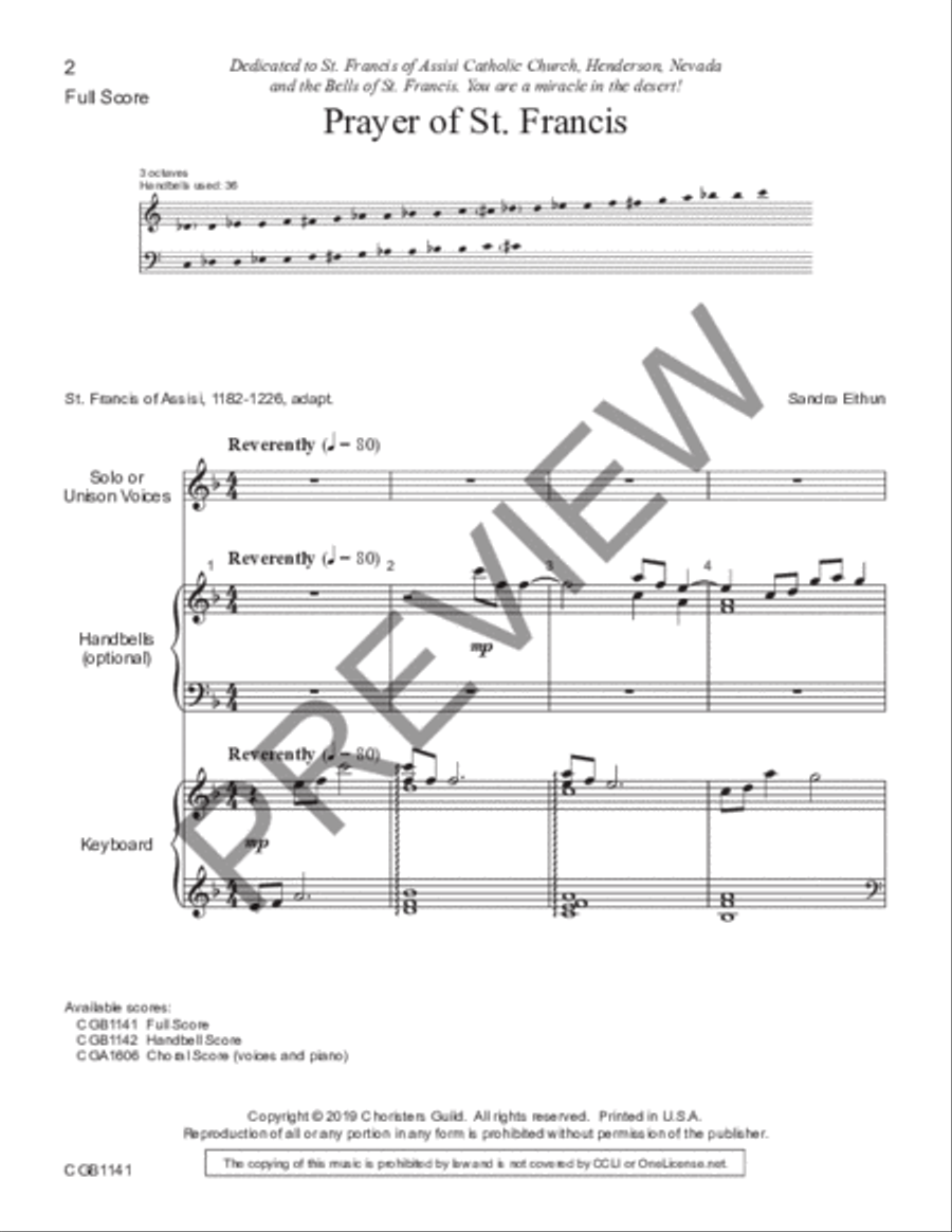 Prayer of St. Francis - Full Score (REVISED) Unison Choir scores gallery preview page 2