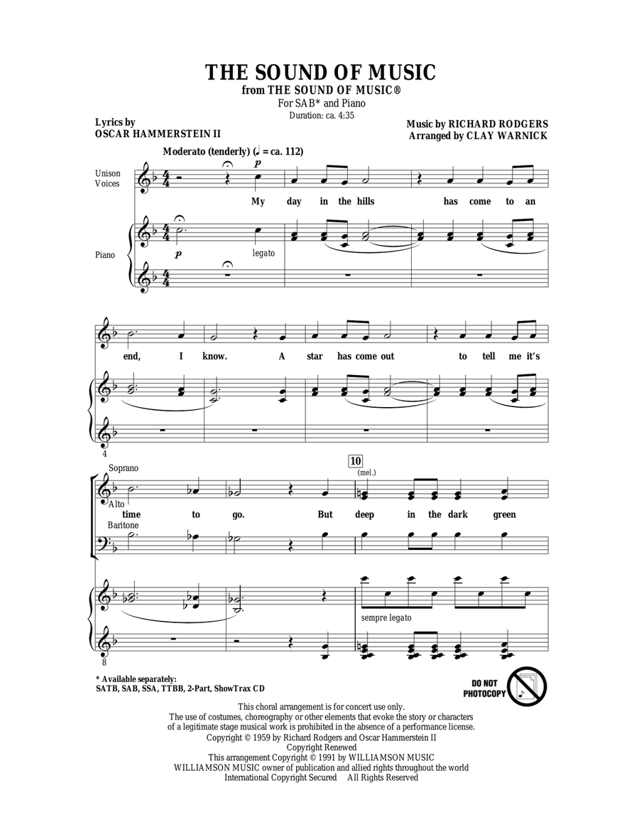 The Sound Of Music 3-Part scores gallery preview page 1
