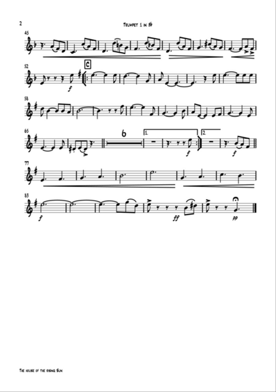 The House Of The Rising Sun Euphonium scores gallery preview page 5