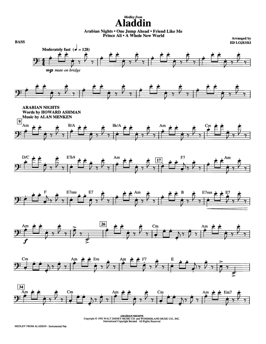 Book cover for Aladdin (Medley) (arr. Ed Lojeski) - Bass