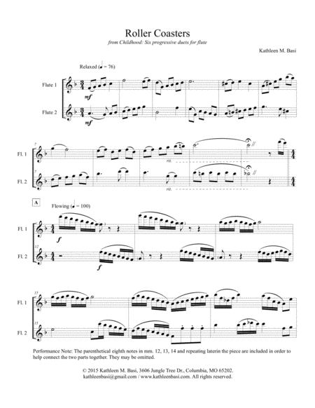Roller Coasters (from Childhood: Six progressive duets for flute) image number null