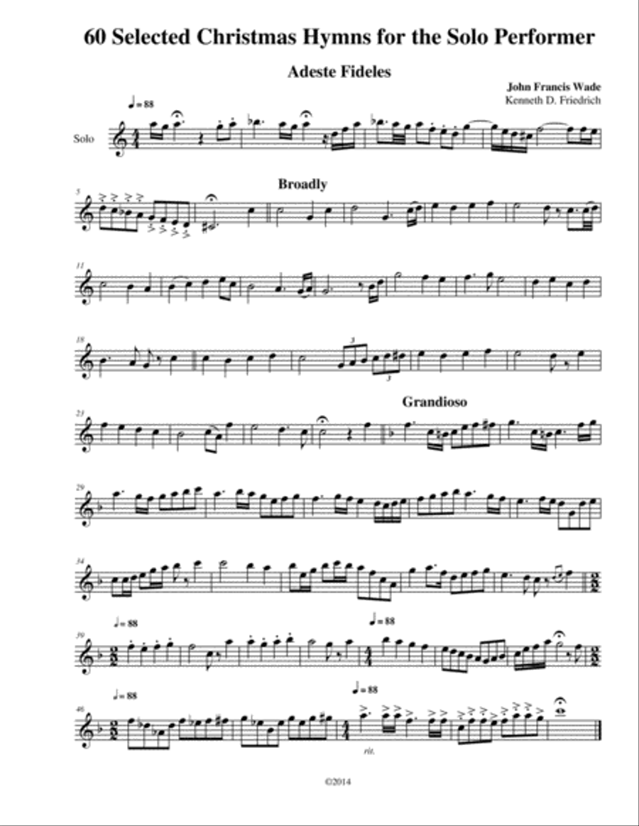 60 Christmas Hymns for the Solo Performer Baritone Saxophone scores gallery preview page 3
