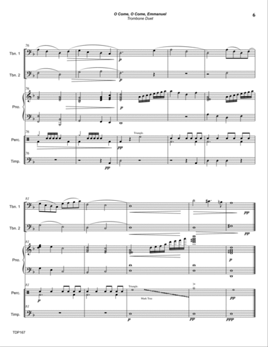 O COME O COME EMMANUEL/COME THOU LONG-EXPECTED JESUS - TROMBONE DUET with Piano & optional Percussio Trombone Duet scores gallery preview page 6