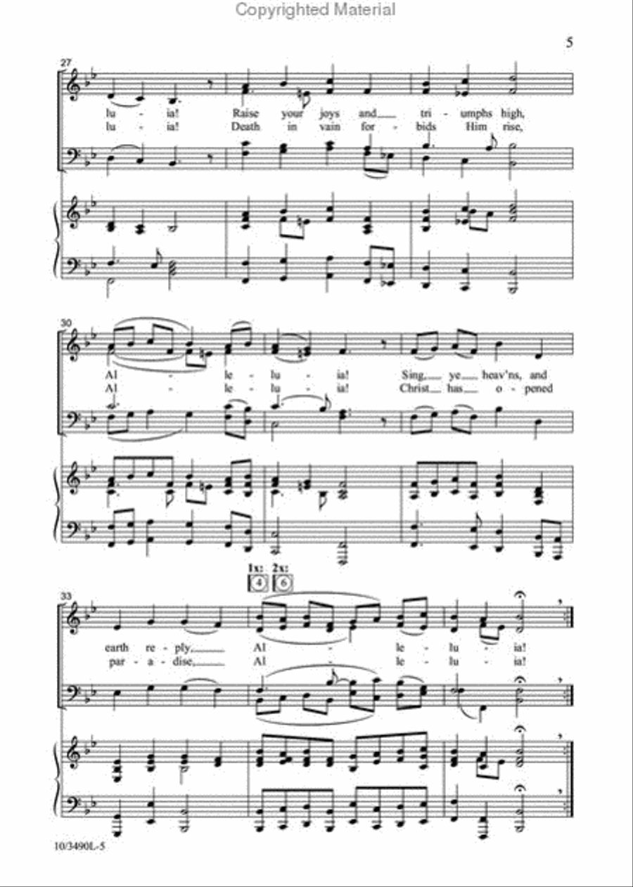 Christ the Lord Is Risen Today 4-Part scores gallery preview page 5