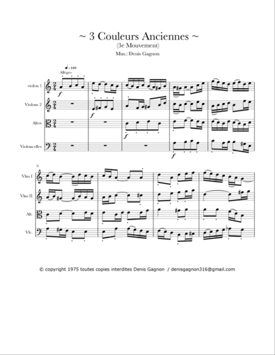 3 Couleurs anciennes / pour quatuor à cordes / (3e mouvement) String Quartet scores gallery preview page 3