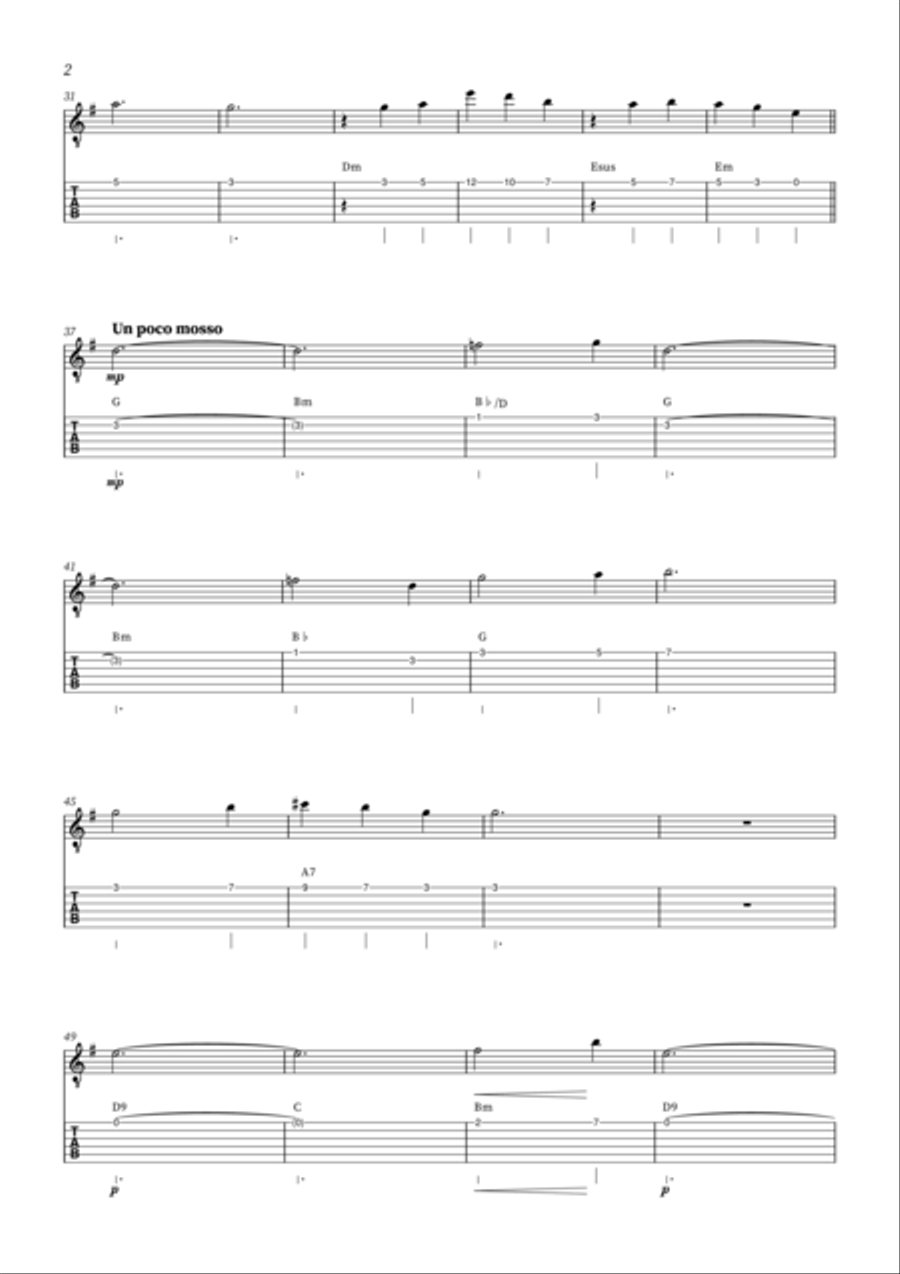 Clair de Lune - Acoustic Guitar with tablature + CHORDS Acoustic Guitar scores gallery preview page 2