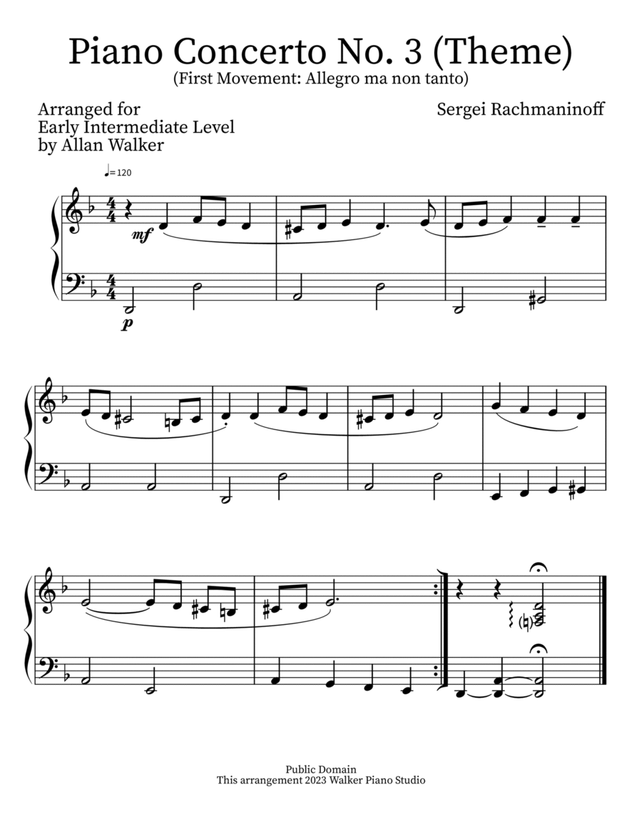 Rach 3: Theme from Rachmaninoff's 3rd Piano Concerto Rach 3: Theme from Rachmaninoff's 3rd Piano Concerto Piano Method scores gallery preview page 1
