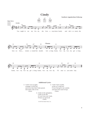 Book cover for Cindy (from The Daily Ukulele) (arr. Liz and Jim Beloff)
