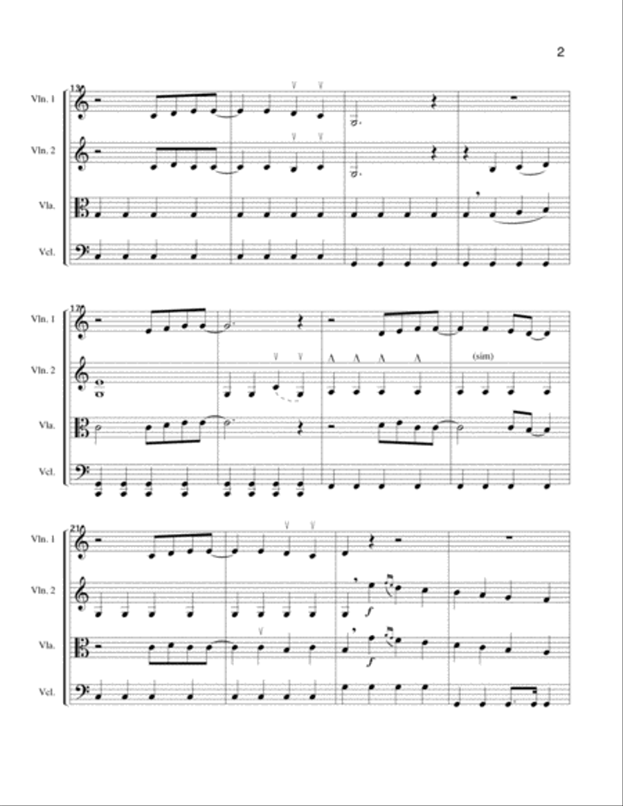 Sweet Caroline Sweet Caroline String Quartet scores gallery preview page 2