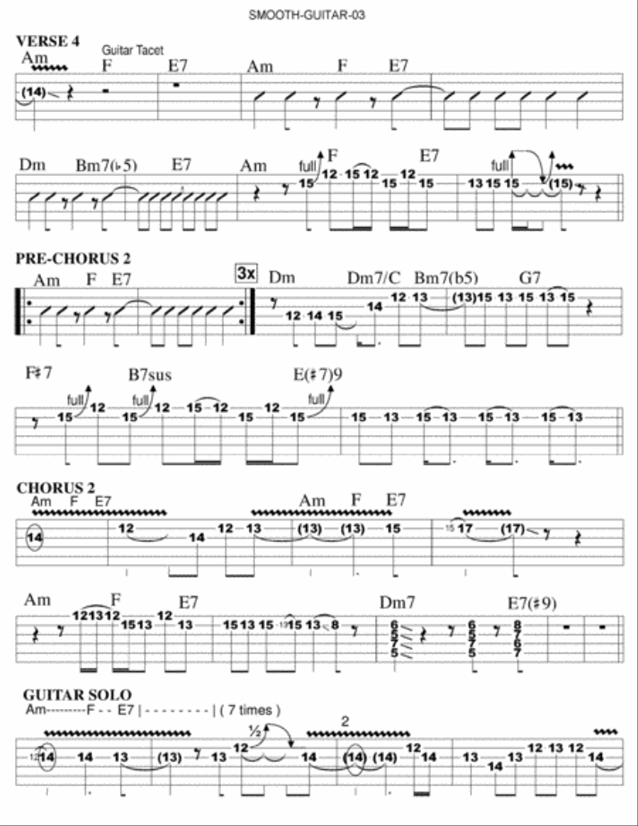 Smooth Guitar Tablature scores gallery preview page 3