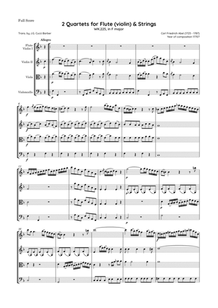 Abel - 2 Quartets for Flute (violin) & Strings, WK. 225 / 226 image number null
