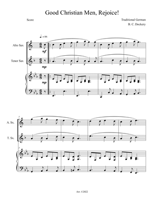 Good Christian Men, Rejoice! (Alto and Tenor Sax Duet with Piano Accompaniment)