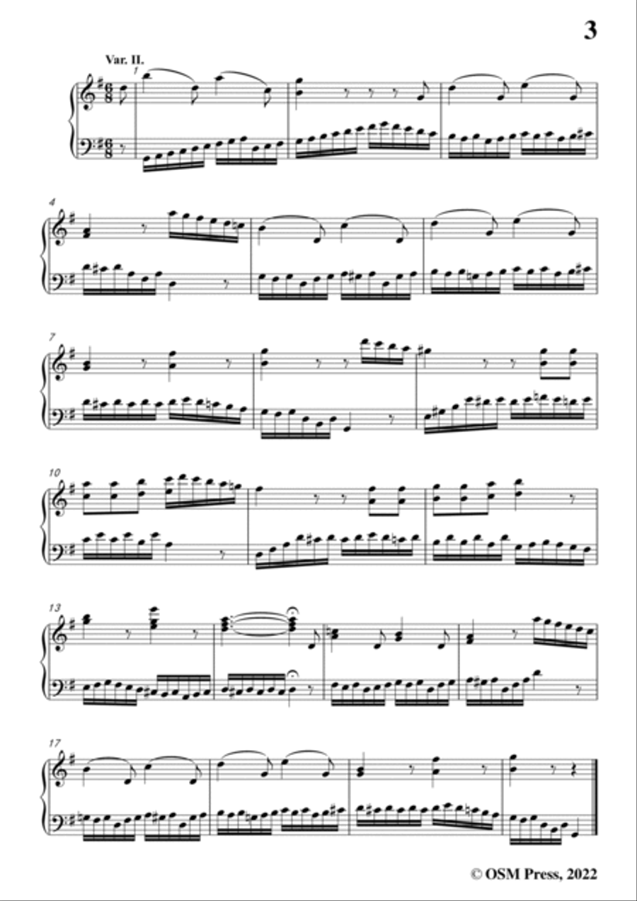 Beethoven-6 Variations on Nel cor piu non mi sento,WoO 70,in G Major,for Piano Piano Solo scores gallery preview page 5