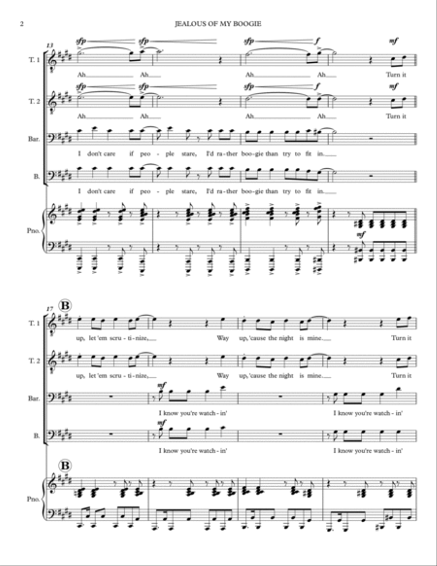 Jealous Of My Boogie TTBB scores gallery preview page 2