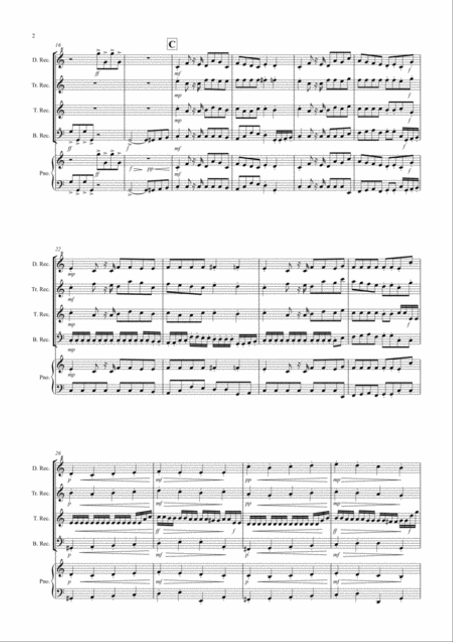 Miniature Overture (Fantasia from Nutcracker) for Recorder Quartet Recorder scores gallery preview page 2