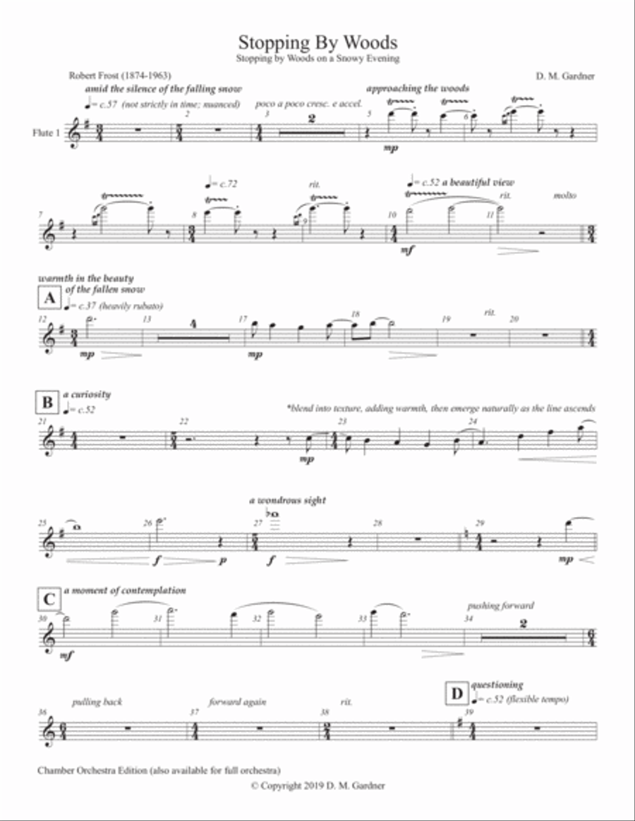 Stopping by Woods (Robert Frost) – INSTR PARTS (CHAMBER ORCH)