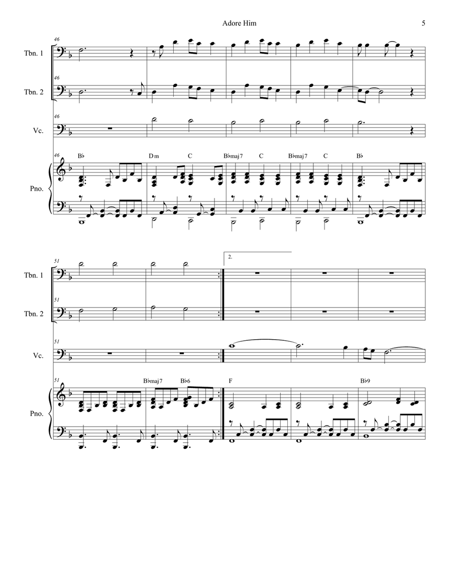 Adore Him Trombone Duet scores gallery preview page 5