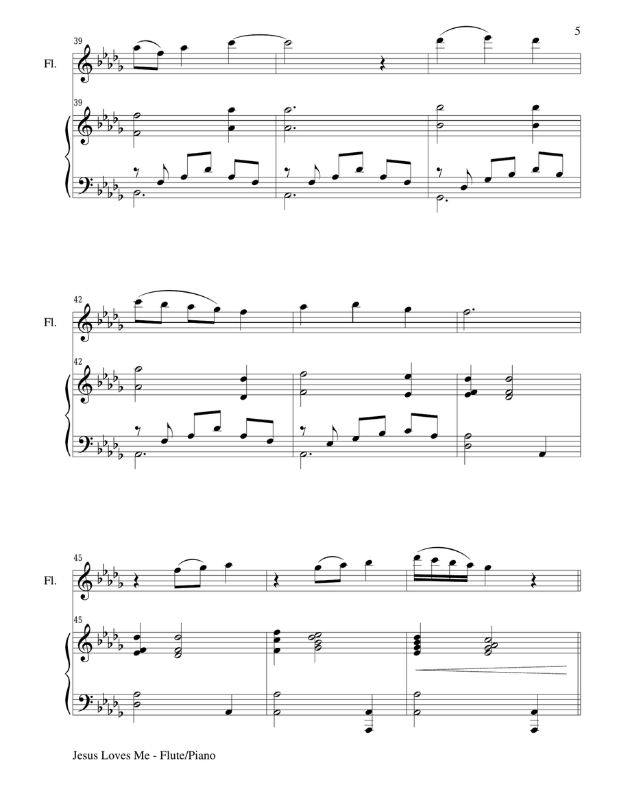JESUS LOVES ME (Duet – Flute and Piano/Score and Parts) Woodwind Duet scores gallery preview page 5