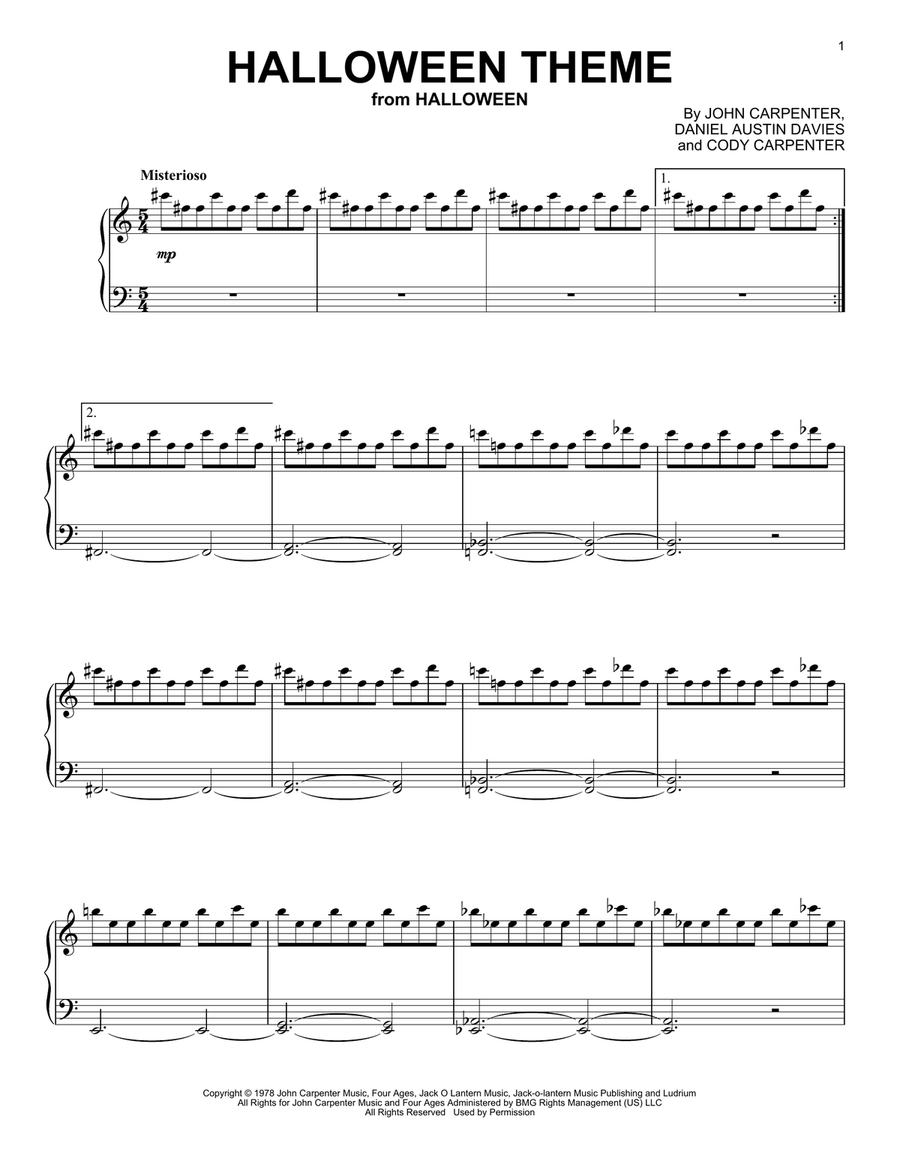 Halloween Theme Piano Solo scores gallery preview page 1
