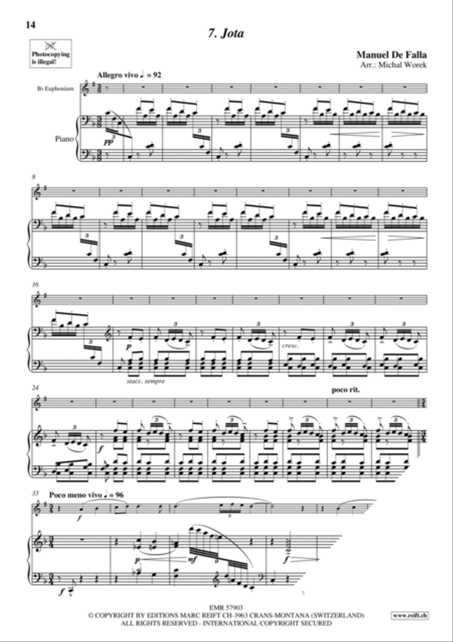 7 Popular Spanish Songs Euphonium scores gallery preview page 10