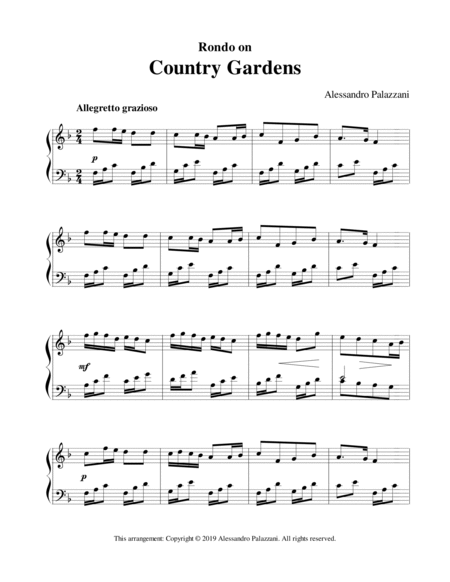 Rondo on Country Gardens for lever harp or piano image number null