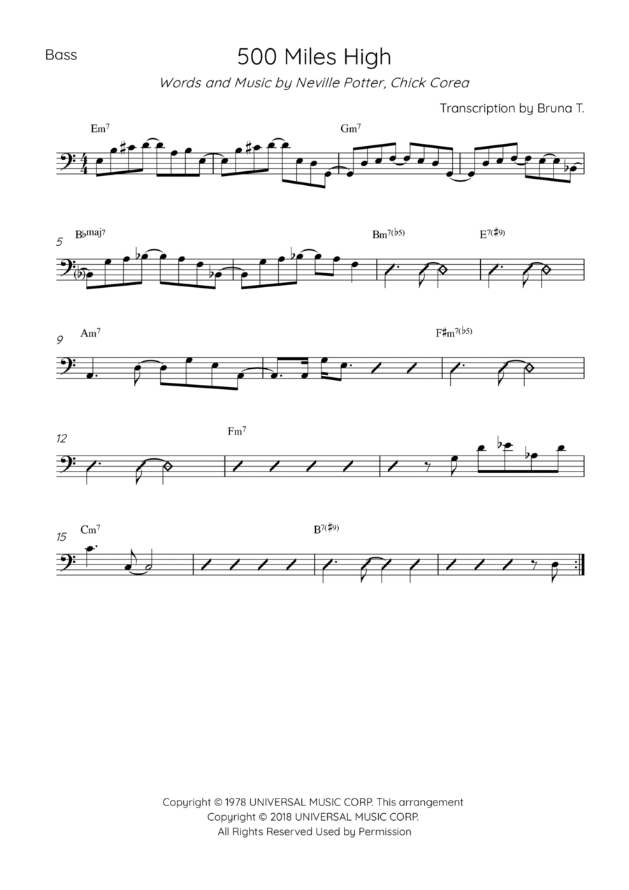 500 Miles High Double Bass scores gallery preview page 1