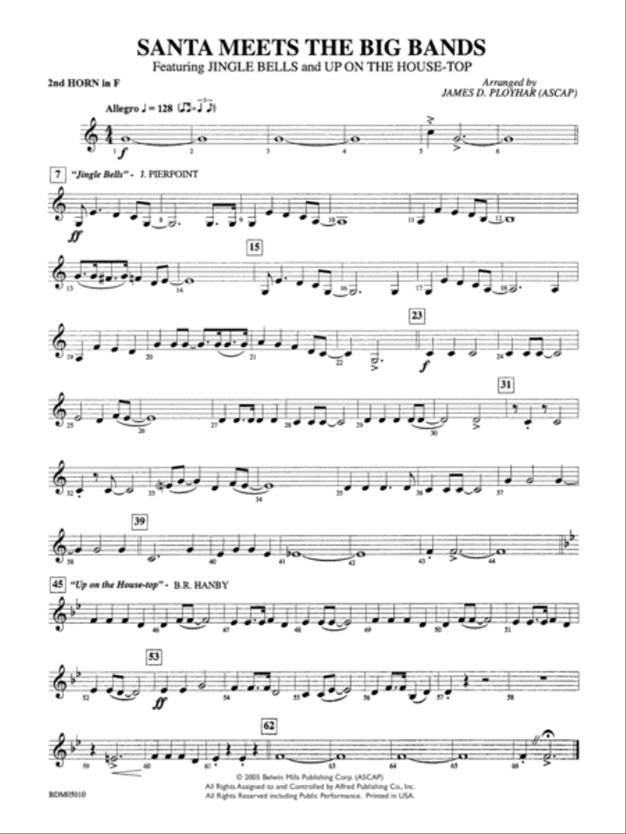 Santa Meets the Big Bands: 2nd F Horn Concert Band scores gallery preview page 1