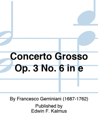 Book cover for Concerto Grosso Op. 3 No. 6 in e