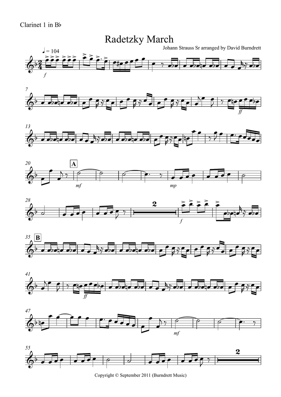 Radetzky March for Clarinet Quartet Clarinet Quartet scores gallery preview page 4