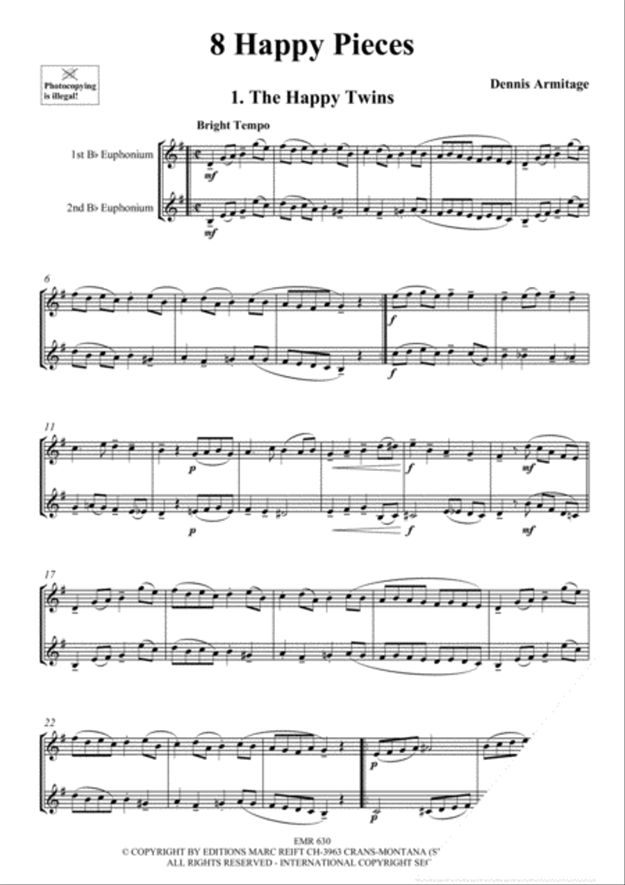 8 Happy Pieces Trombone Duet scores gallery preview page 3