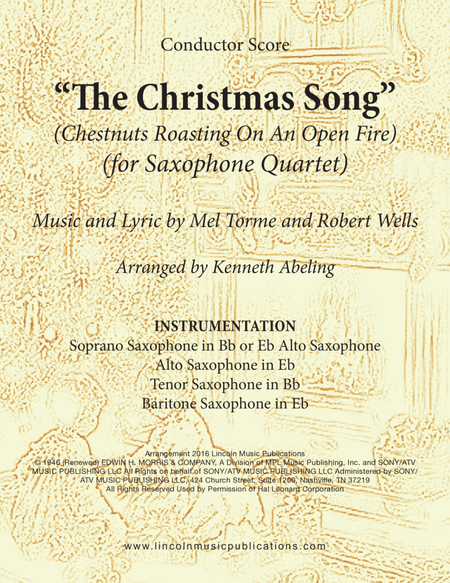 The Christmas Song (Chestnuts Roasting On An Open Fire) by John Denver Saxophone Quartet - Digital Sheet Music