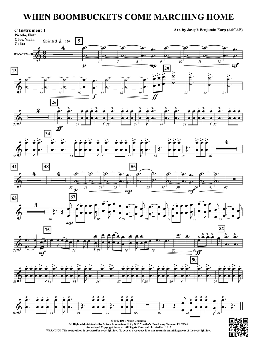 When Boombuckets Come Marching Home: Part 1 - C Instruments T.C. C Instrument scores gallery preview page 1