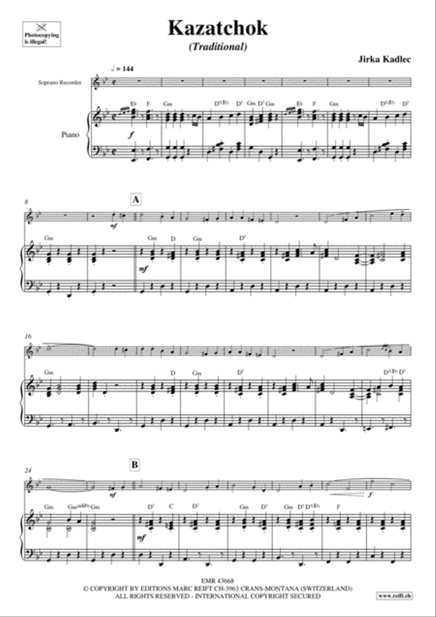 Kazatchok Soprano Recorder scores gallery preview page 4